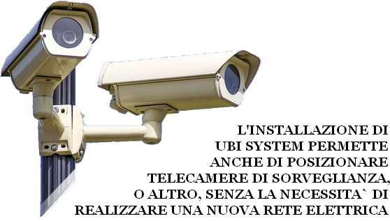L'installazione di UBI system permette anche di posizionare telecamere di sorveglianza, o altro, senza la necessità di realizzare una nuova rete elettrica